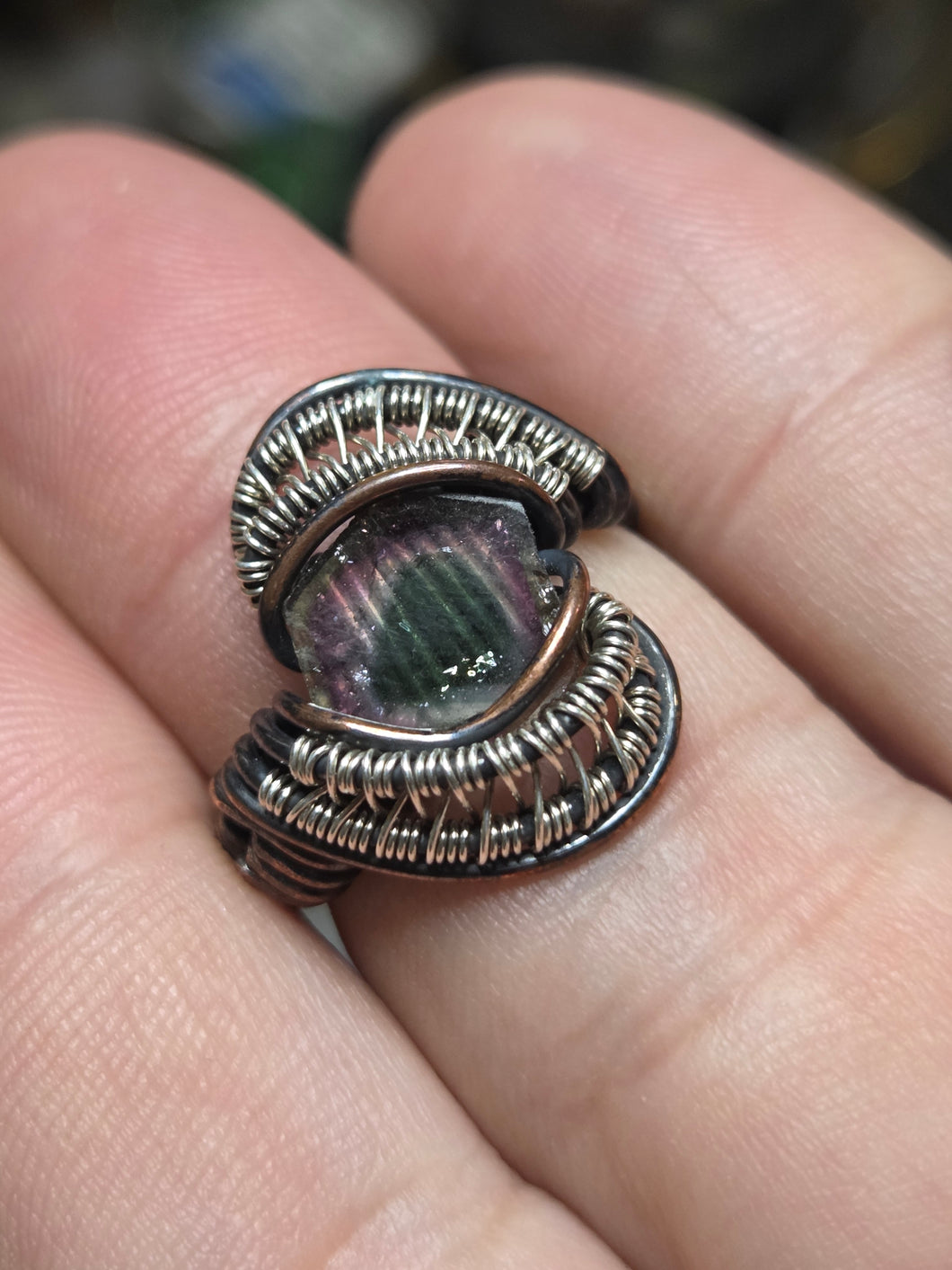Tourmaline slice ring sz.7.5