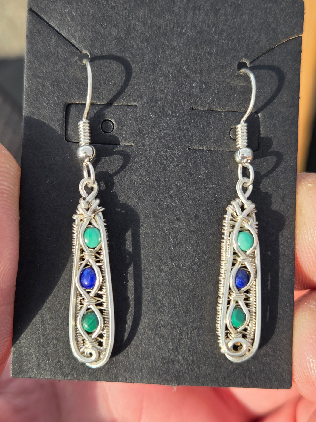 Malachite and Lapis earrings