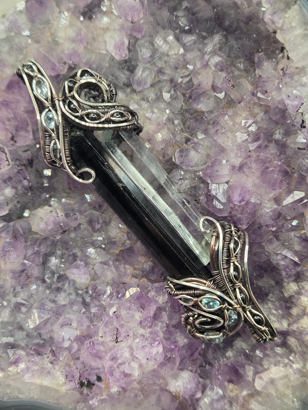 Black Tourmaline/ Aquamarine
